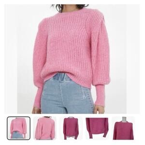 BRIELLA SWEATER pink puff shoulder xs